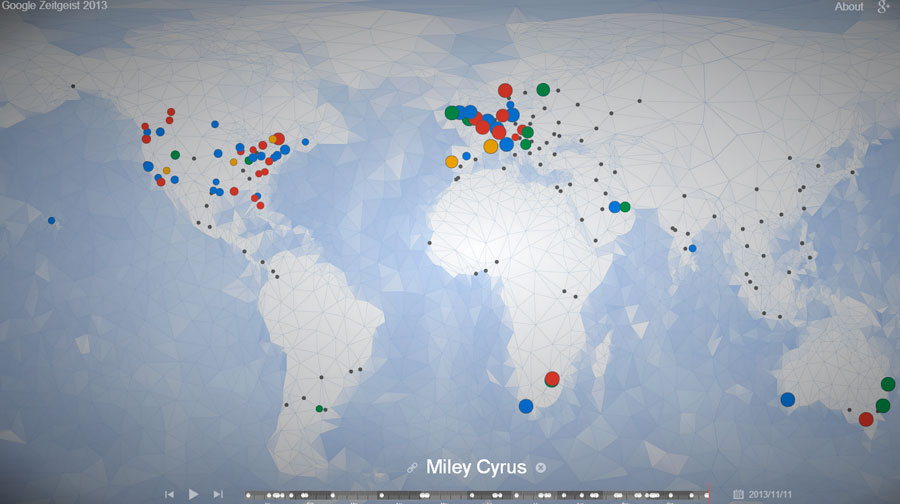 Mapa de Google Zeitgeist con lo más buscado en el 2013